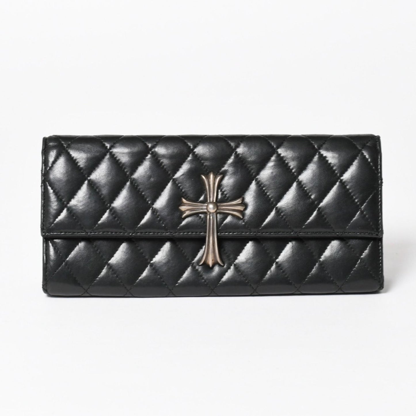 Chrome Hearts Dinner Clutch Large Cross Matelasse Lambskin Black