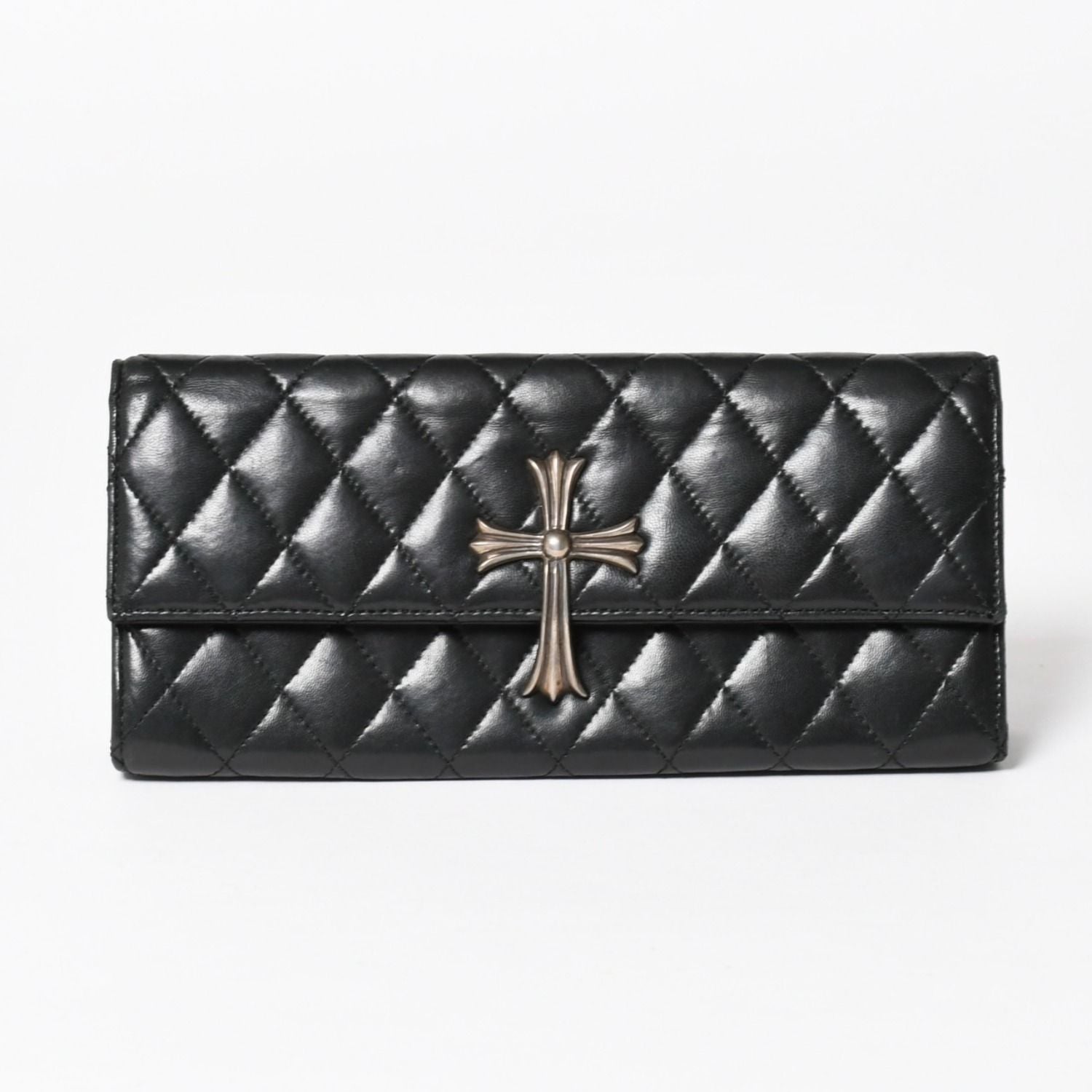 Chrome Hearts Dinner Clutch Large Cross Matelasse Lambskin Black