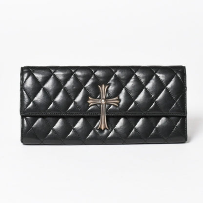 Chrome Hearts Dinner Clutch Large Cross Matelasse Lambskin Black