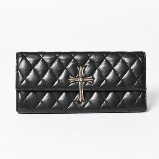 Chrome Hearts Dinner Clutch Large Cross Matelasse Lambskin Black