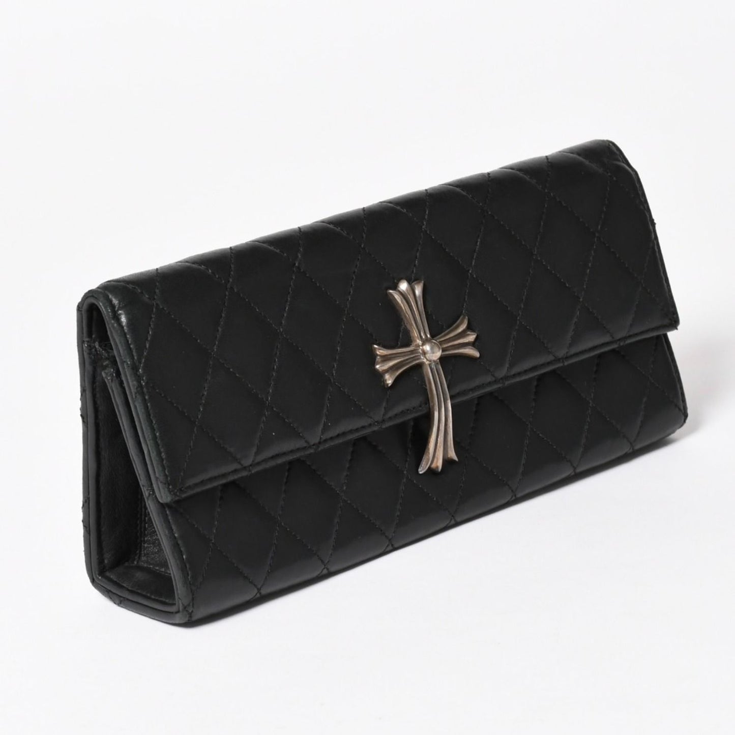 Chrome Hearts Dinner Clutch Large Cross Matelasse Lambskin Black — view 3