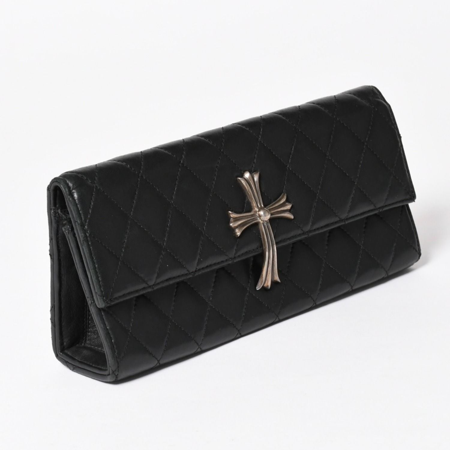 Chrome Hearts Dinner Clutch Large Cross Matelasse Lambskin Black — view 3