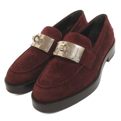 Hermes Hot Oversize Kelly Buckle Loafers Slip on Suede Red 36