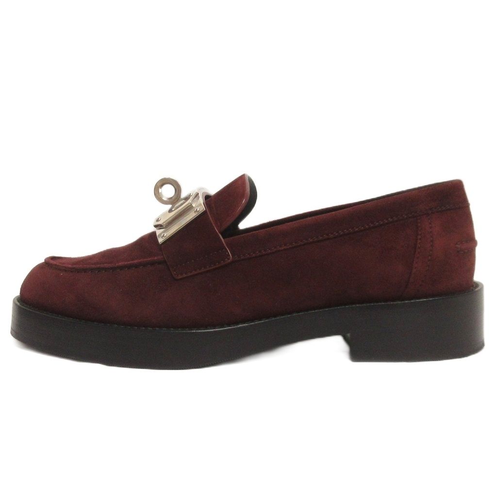 Hermes Hot Oversize Kelly Buckle Loafers Slip on Suede Red 36 — view 2