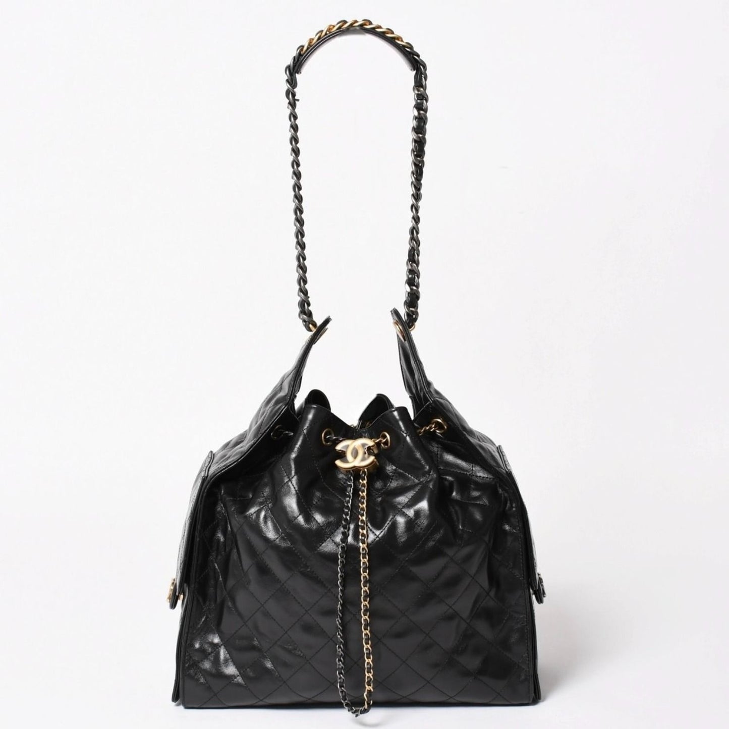 Chanel 25 Large Handbag Base Grained Calfskin CC Logo Black