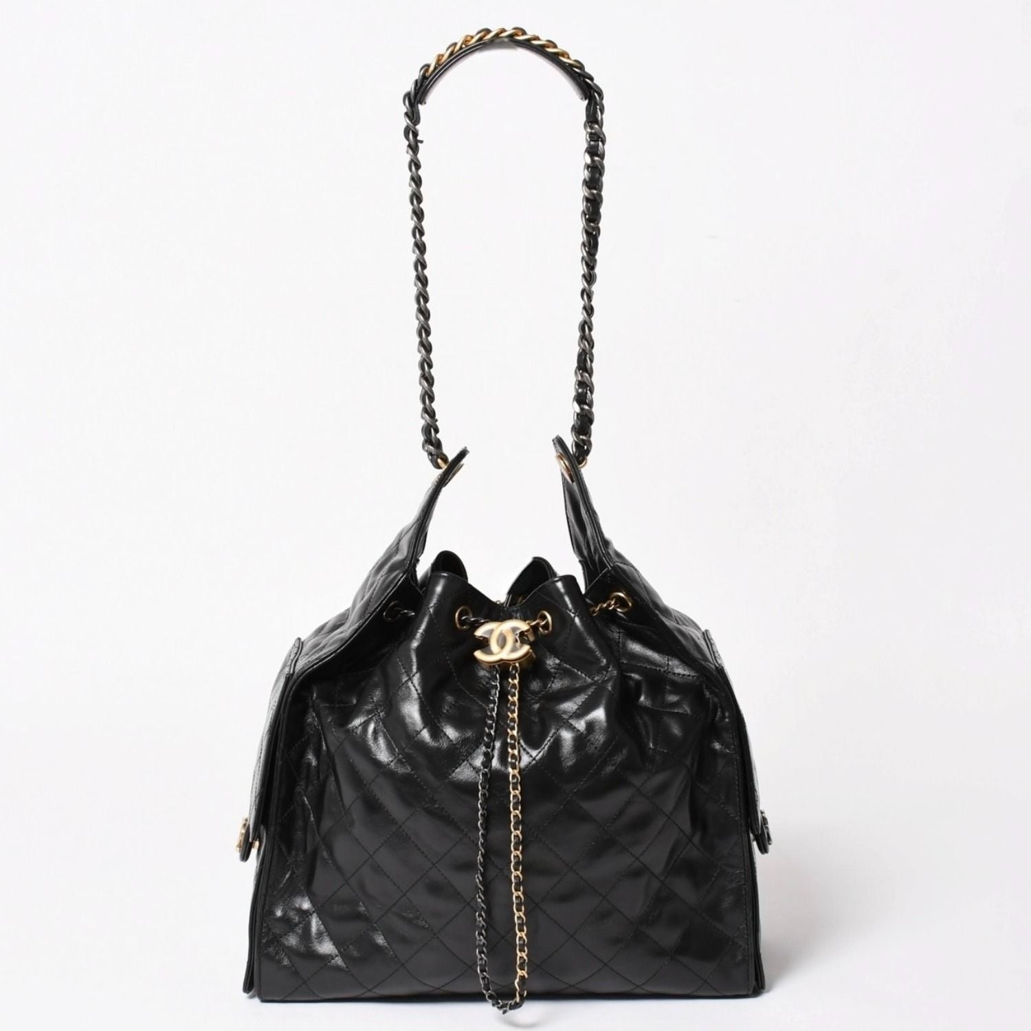 Chanel 25 Large Handbag Base Grained Calfskin CC Logo Black