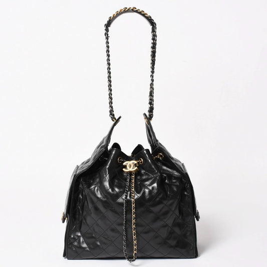 Chanel 25 Large Handbag Base Grained Calfskin CC Logo Black