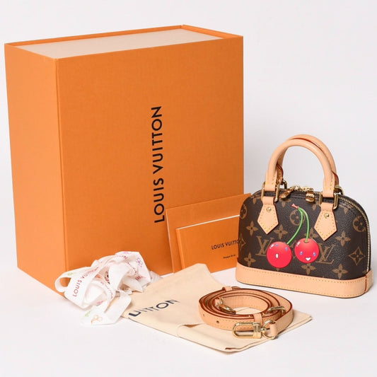 Louis Vuitton Monogram Canvas Cherry TM Nano Alma 2-Way Shoulder Bag Brown Gold