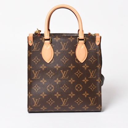 Louis Vuitton Sac Plat BB Handbag Monogram Leather Brown Gold — view 2
