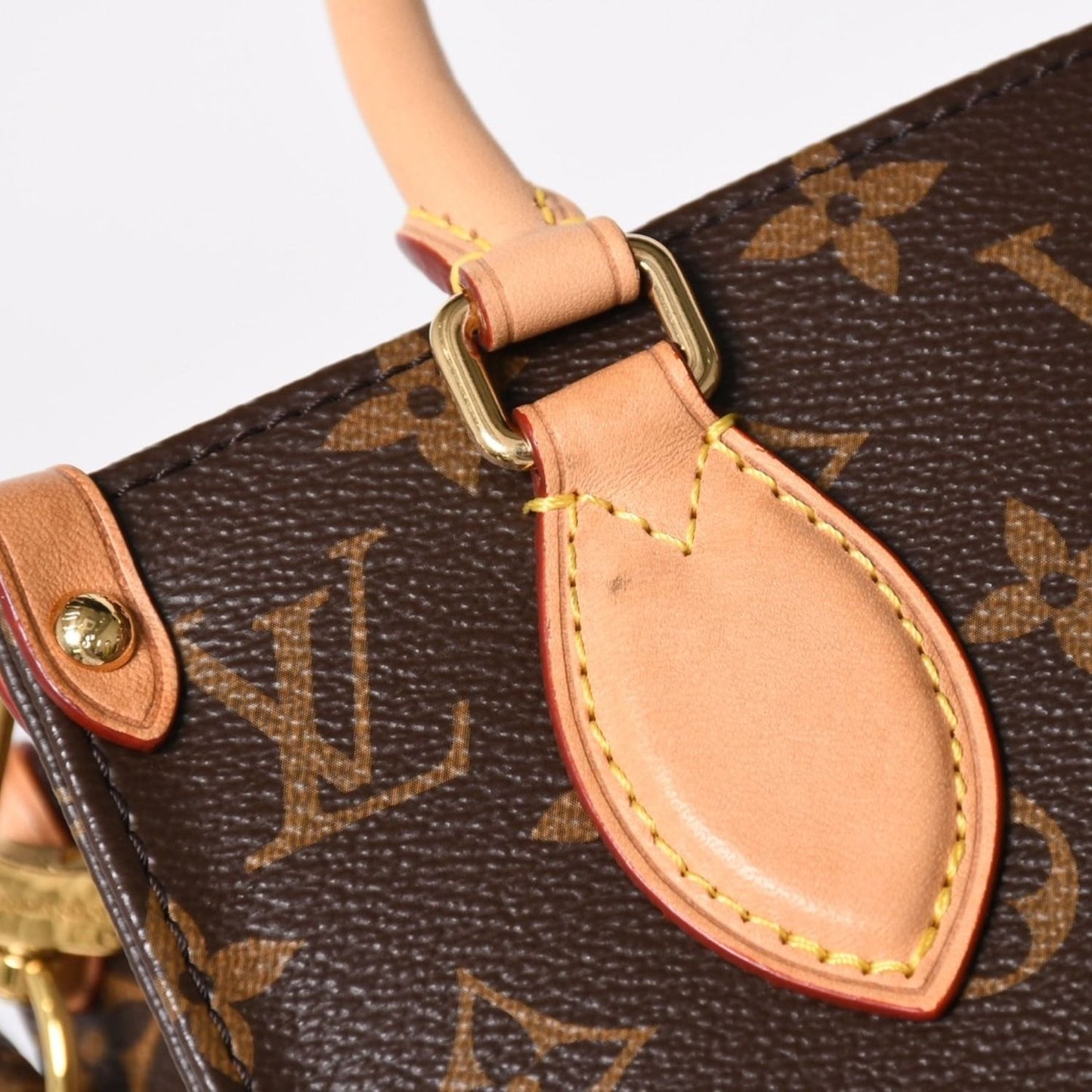 Louis Vuitton Sac Plat BB Handbag Monogram Leather Brown Gold — view 5