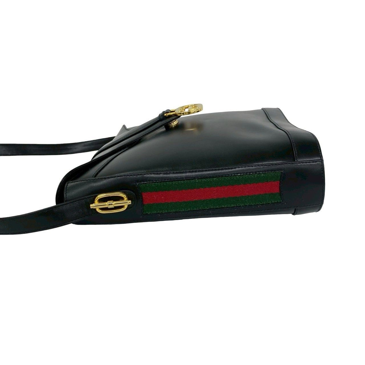 Gucci Vintage Sherry Line GG Logo Leather Shoulder Bag Black — view 5