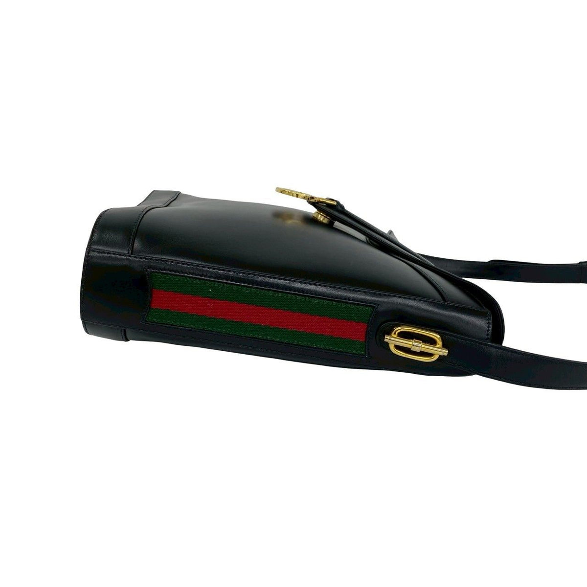 Gucci Vintage Sherry Line GG Logo Leather Shoulder Bag Black — view 6