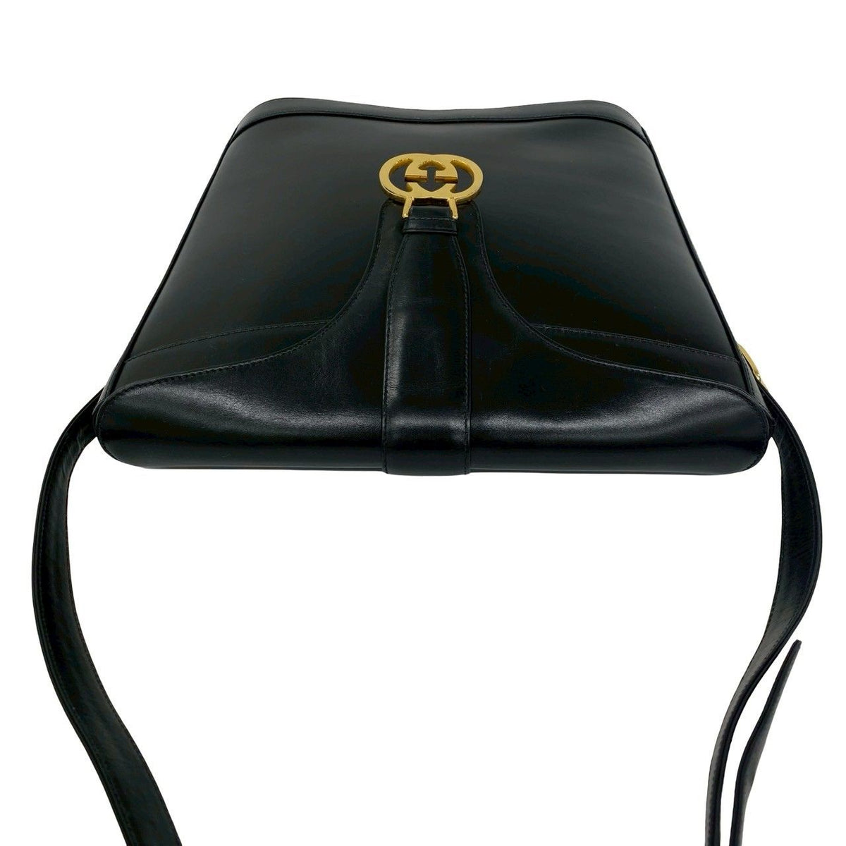 Gucci Vintage Sherry Line GG Logo Leather Shoulder Bag Black — view 4