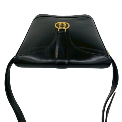 Gucci Vintage Sherry Line GG Logo Leather Shoulder Bag Black — view 4