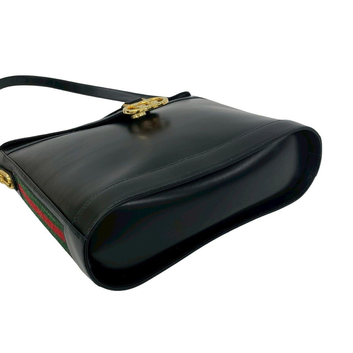 Gucci Vintage Sherry Line GG Logo Leather Shoulder Bag Black — view 7