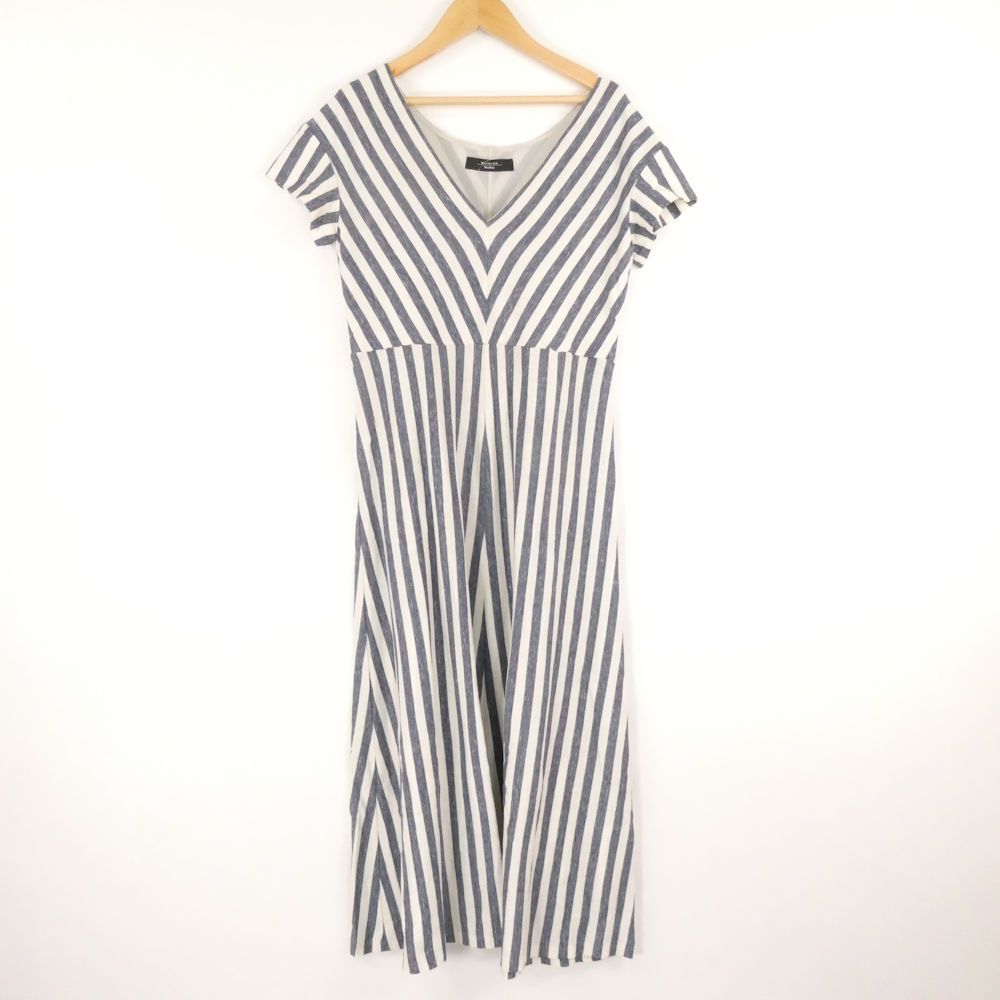 Max Mara Maxmaraweekend Dress XS Cotton Linen Long Maxi Length Striped White
