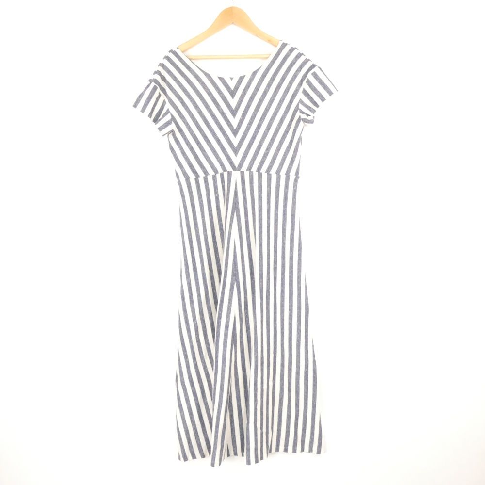 Max Mara Maxmaraweekend Dress XS Cotton Linen Long Maxi Length Striped White — view 2