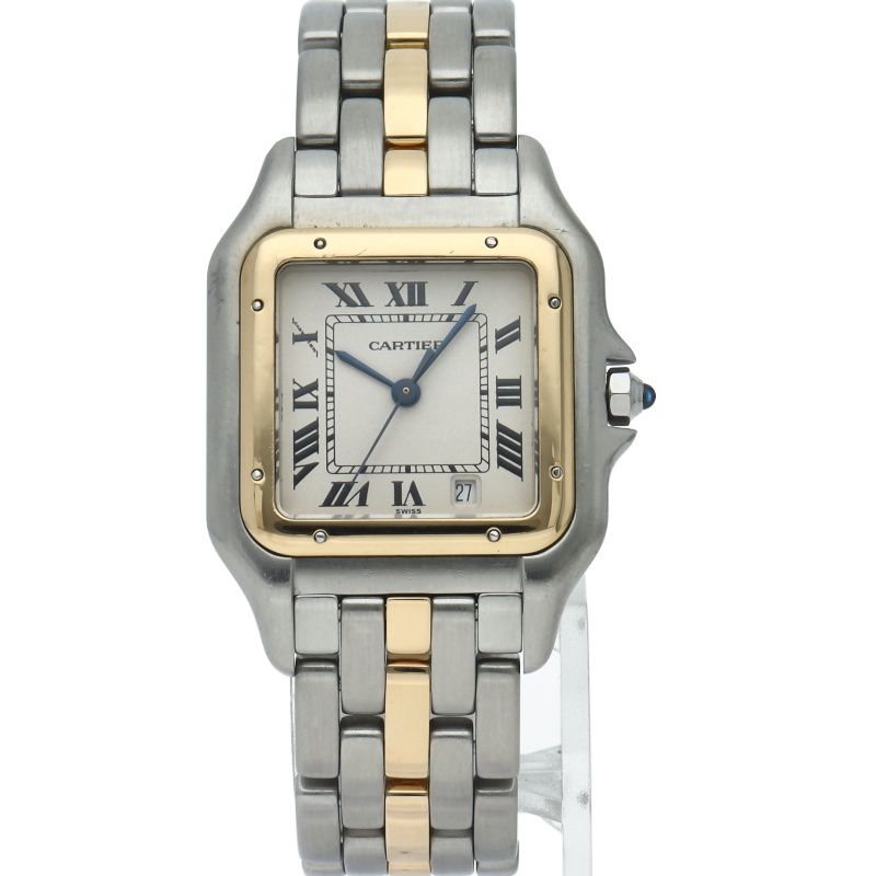 Cartier Panthere MM Watch 1 Row 18K Yellow Gold SS White — view 2