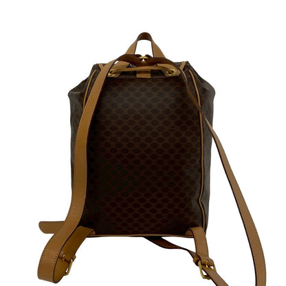 Celine Vintage Ring Macadam Pattern Leather Backpack Brown — view 3