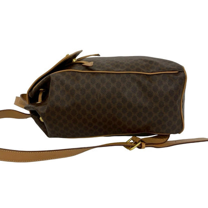 Celine Vintage Ring Macadam Pattern Leather Backpack Brown — view 5
