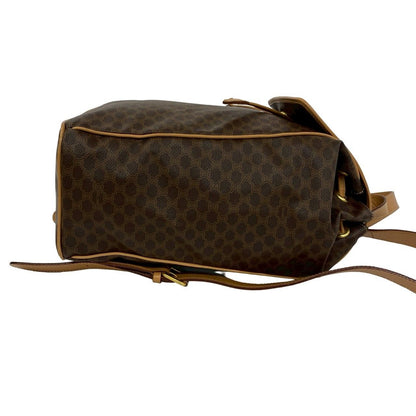 Celine Vintage Ring Macadam Pattern Leather Backpack Brown — view 6