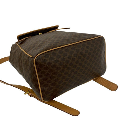 Celine Vintage Ring Macadam Pattern Leather Backpack Brown — view 7
