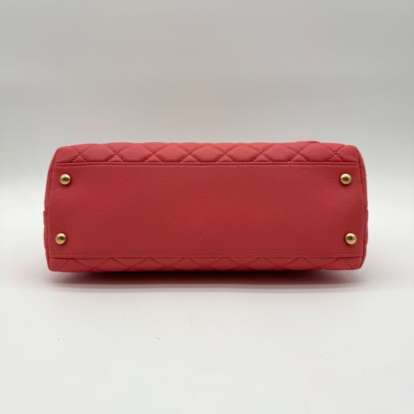 Chanel Shoulder Bag Coco Handle Quilted Turnlock Leather Pink CC Logo Gold — view 6