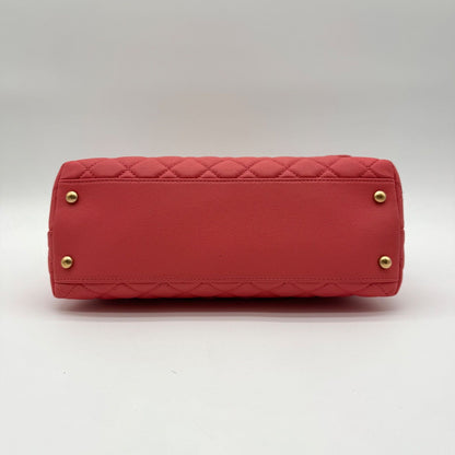 Chanel Shoulder Bag Coco Handle Quilted Turnlock Leather Pink CC Logo Gold — view 6