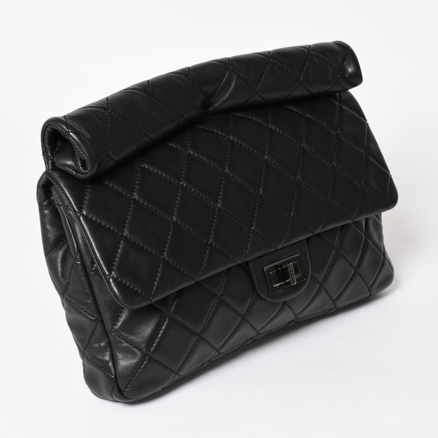 Chanel 2.55 Roll Clutch CC Logo Lambskin Black Ruthenium — view 3