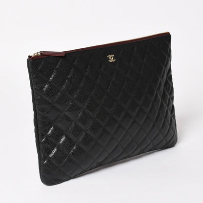 Chanel Classic Large Pouch CC Logo Caviar Leather Black — view 3