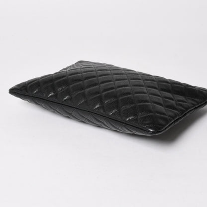 Chanel Classic Large Pouch CC Logo Caviar Leather Black — view 8