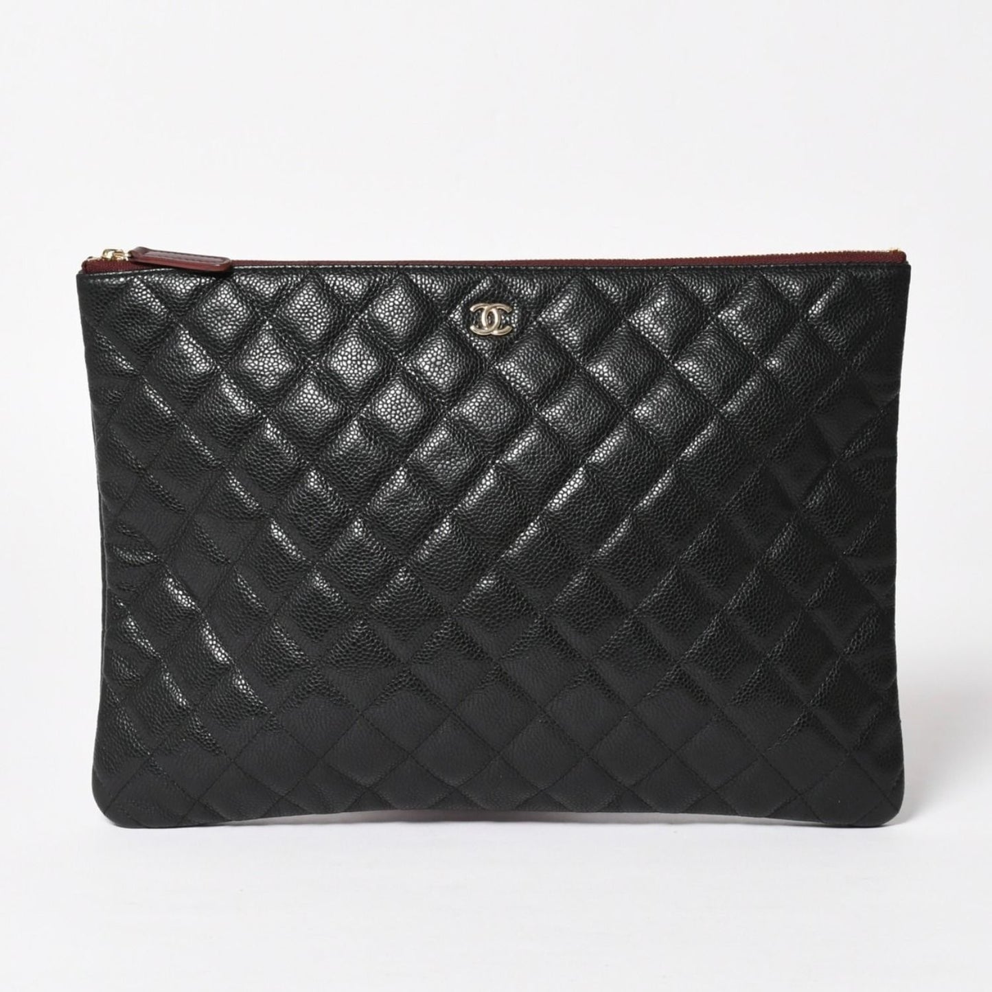 Chanel Classic Large Pouch CC Logo Caviar Leather Black