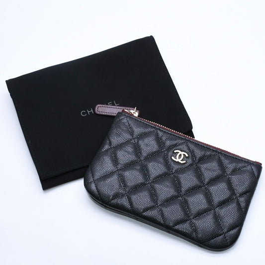 Chanel Classic Mini Pouch Stand CC Logo Caviar Leather