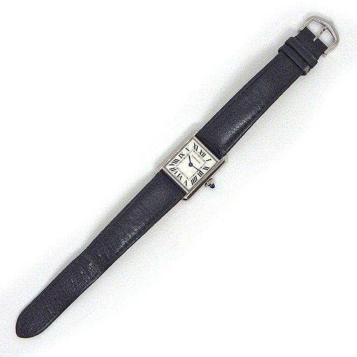Cartier Watch Tank Must SM Rectangular Silver Dial Roman Index Cowhide SS — view 3