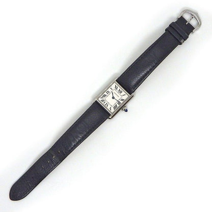 Cartier Watch Tank Must SM Rectangular Silver Dial Roman Index Cowhide SS — view 3