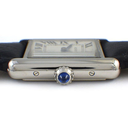 Cartier Watch Tank Must SM Rectangular Silver Dial Roman Index Cowhide SS — view 2
