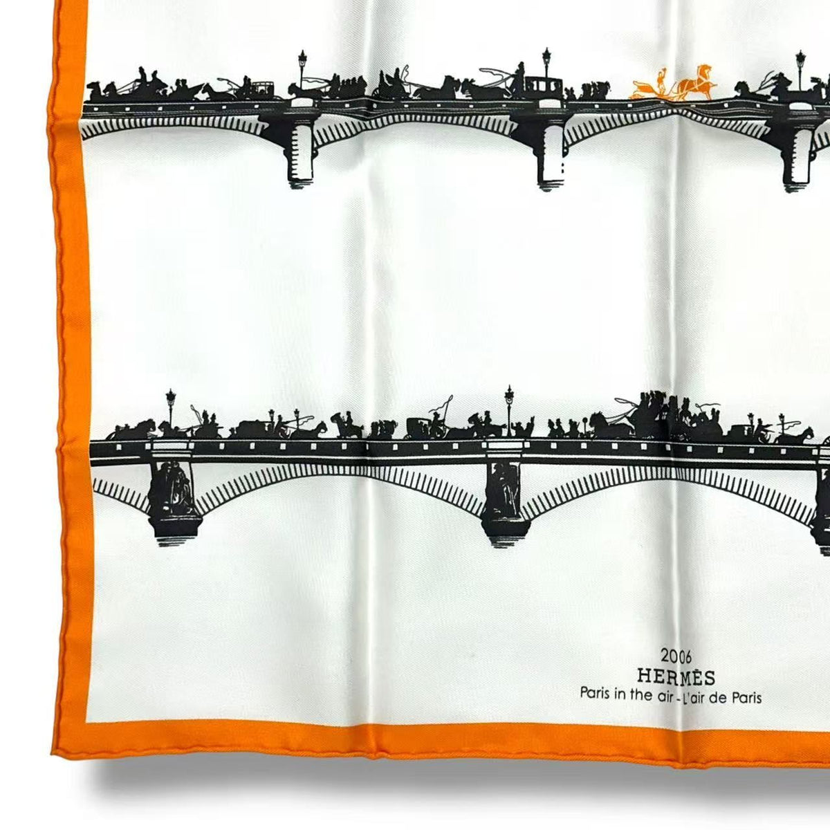 Hermes Scarf Silk Gavroche Paris Air Orange — view 6