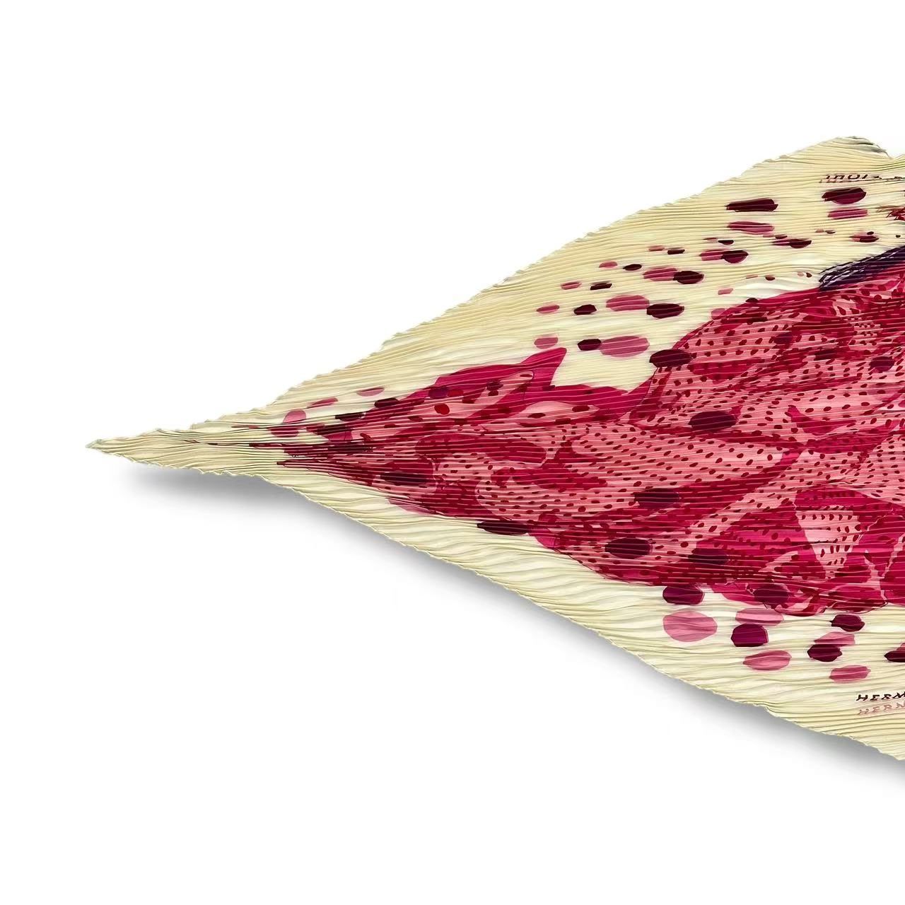 Hermes Pleats Scarf Silk Hola Flamenca! Pink — view 3