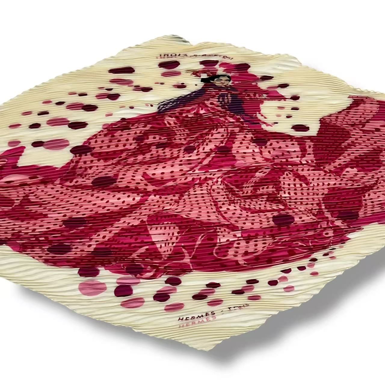 Hermes Pleats Scarf Silk Hola Flamenca! Pink — view 4