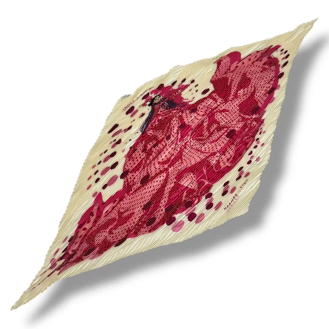 Hermes Pleats Scarf Silk Hola Flamenca! Pink — view 2