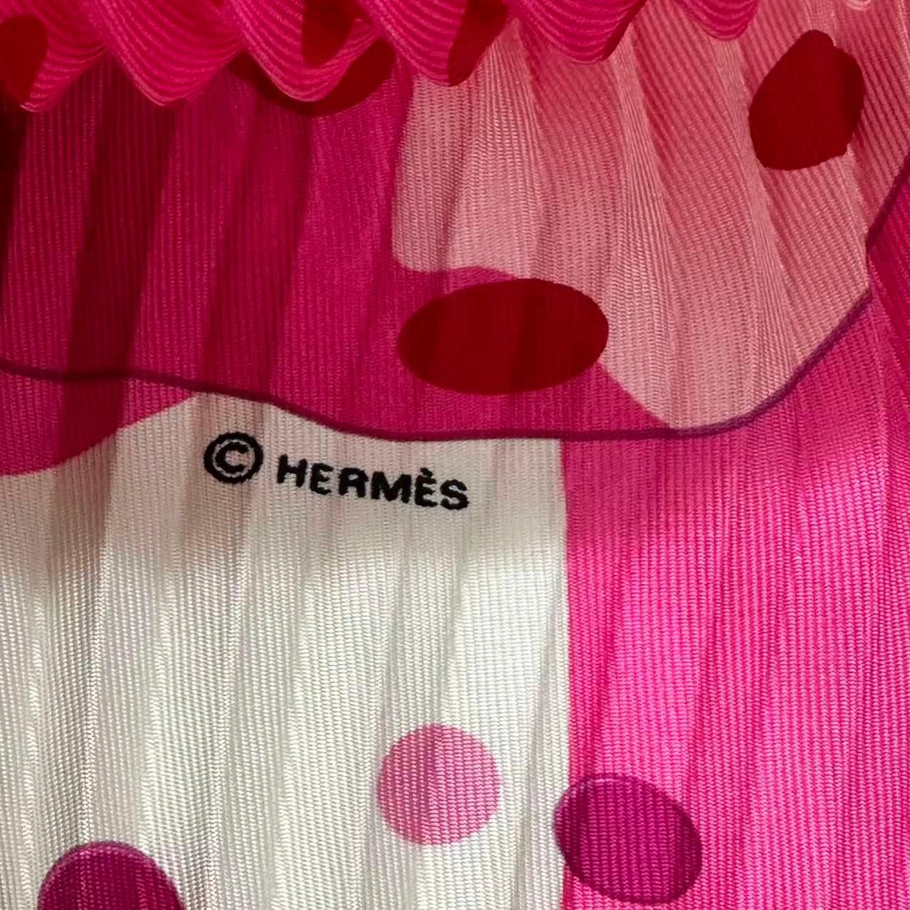 Hermes Pleats Scarf Silk Hola Flamenca! Pink — view 7
