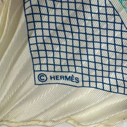Hermes Pleats Scarf Silk Triangle Geant Blue — view 6
