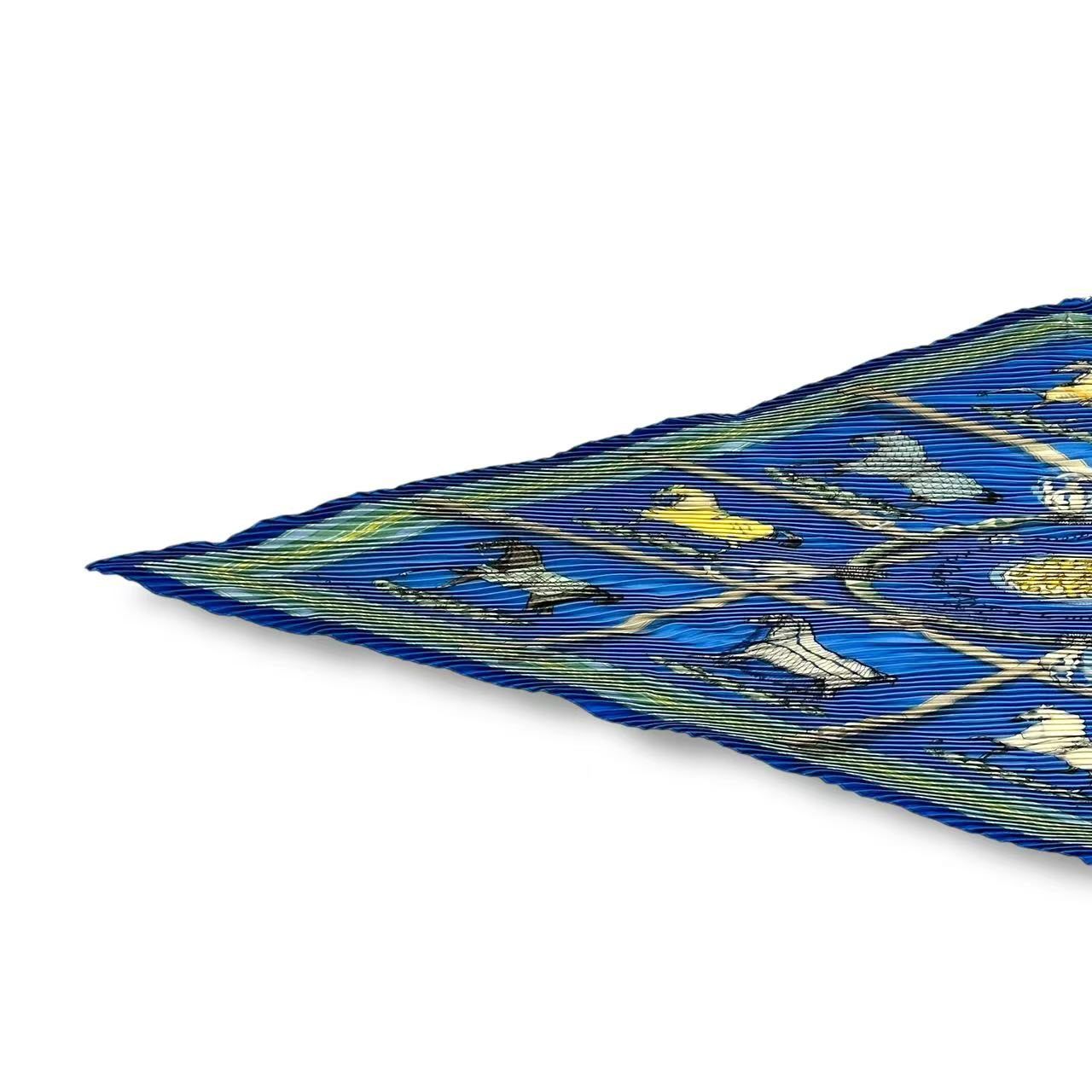 Hermes Pleats Scarf Silk Couvertures Et Tenues de Jour Horsewear Blue — view 3