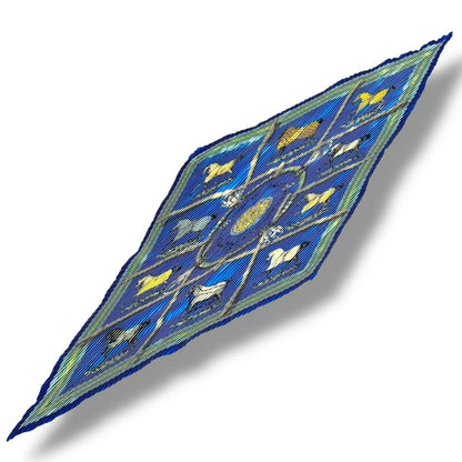 Hermes Pleats Scarf Silk Couvertures Et Tenues de Jour Horsewear Blue — view 2