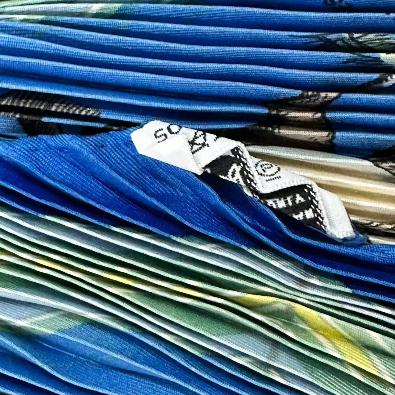 Hermes Pleats Scarf Silk Couvertures Et Tenues de Jour Horsewear Blue — view 8