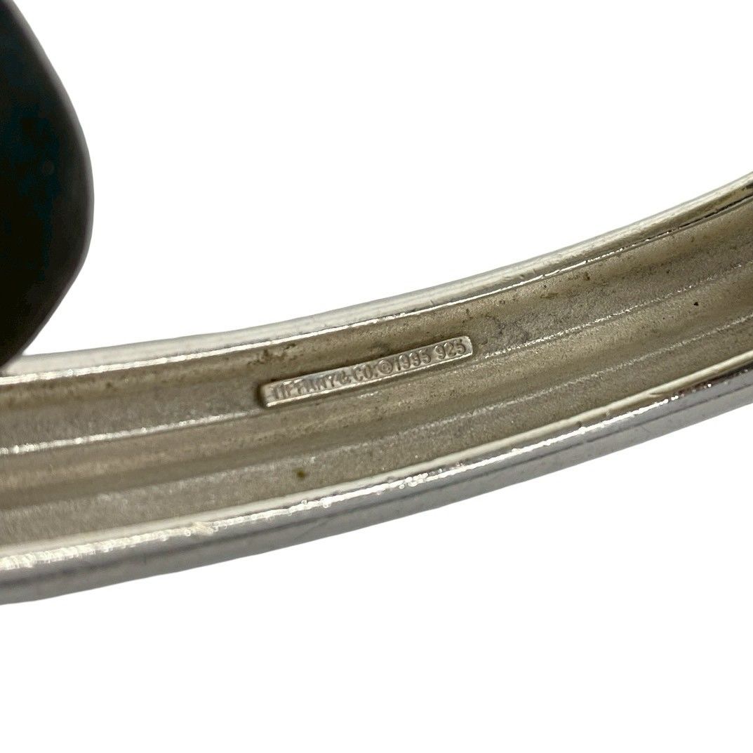 Tiffany & Co Vintage Grooved Bangle Double Line 925 Sterling Silver Calfskin — view 3
