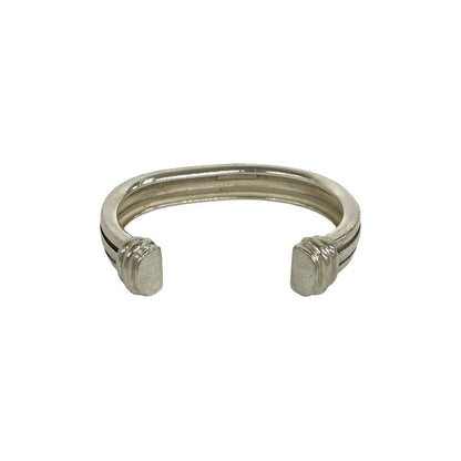 Tiffany & Co Vintage Grooved Bangle Double Line 925 Sterling Silver Calfskin — view 6