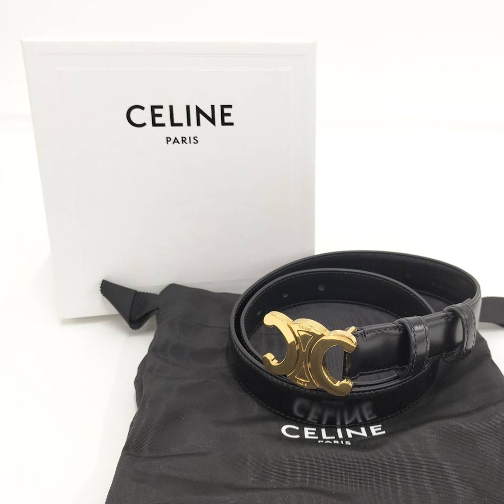 Celine Belt Triomphe Gold Leather Black — view 8
