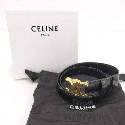 Celine Belt Triomphe Gold Leather Black — view 8