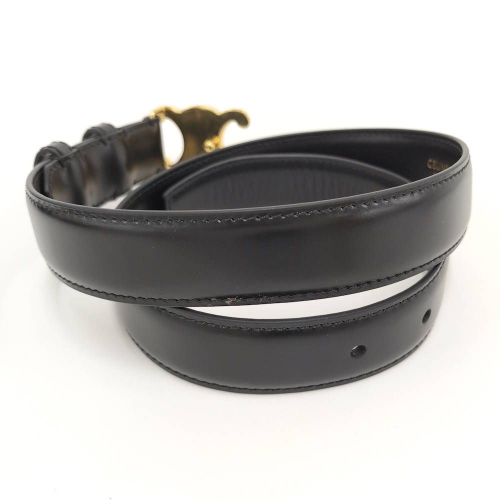 Celine Belt Triomphe Gold Leather Black — view 3